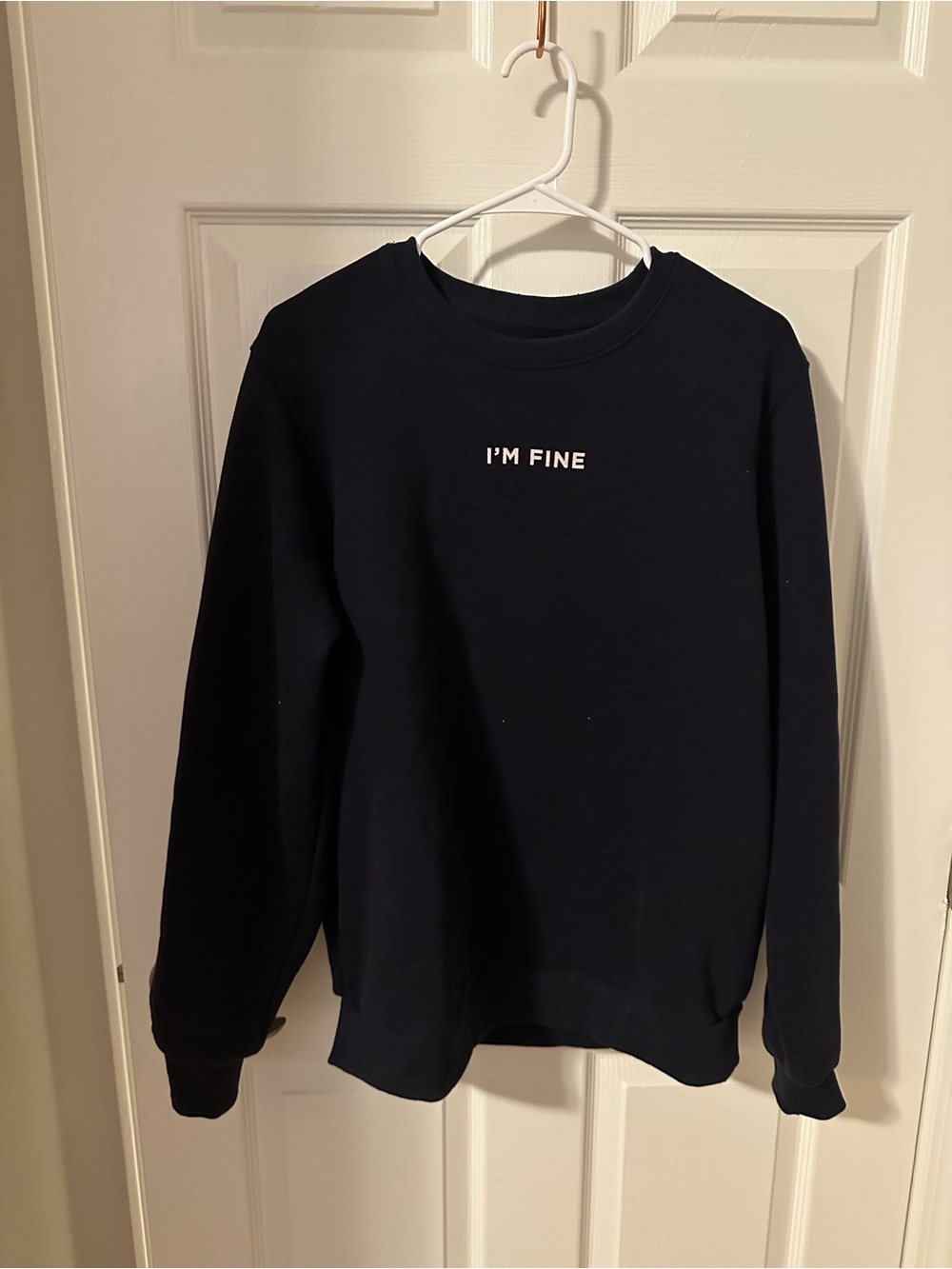 OTTO Men's Navy Crewneck Sweatshirt with 'I'M FINE' Chest Text
